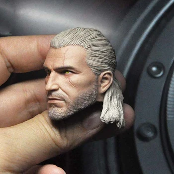 1/6 masto baltas vilkas Geralt galvos skulptūra modelis-12 colių veiksmų skaičius, kūno
