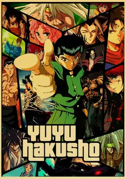 Japonų Anime YuYu Hakusho Plakatas Frameles Plakatas Namų Gyvenamųjų Miegamojo Puošimas Kambarį Derliaus Dažymo Sienų Lipdukai