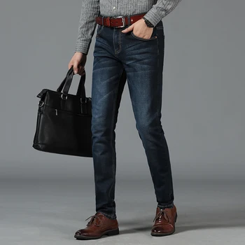 Jeans Mens Prekės Aukštos Kokybės Mėlyna Ruožas Džinsinio Džinsus Mados Plisuotos Kišenėje akcijų Kelnės Kelnės elastinga