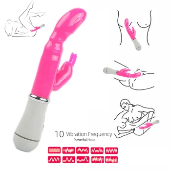 10 Greičio G Spot Rabbit vibratorius klitorio stimuliatorius Erotika Dildo vibratorius Dvigubas varikliai Makšties masažas Suaugusiųjų sekso žaislai moterims