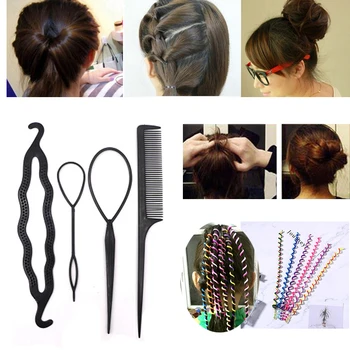 Moterų Plaukų Formavimo Priemonės Spurgos Sponge Plaukų Bun Maker Šukuosena Kasytės Plaukų Segtukai, Plaukų Aksesuarai, Elastingos Gumos Juostomis Virvė