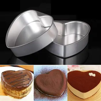6 Colių Širdies Formos Galiniais Apačioje Tirštėti Aliuminio Lydinio Šokoladinis Pyragas Visos Skardos Kepimo Pelėsiai, Pelėsiai (Sidabrinė)