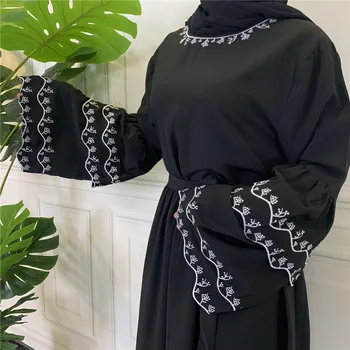 Naujas Dizainas Islamo Moterų Maxi Kukli Apranga Paprasta Juoda Spalva Kataras Siuvinėjimo Turkija Dubajus Abaja Musulmonų Mados Suknelės