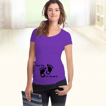 Vasaros trumpomis Rankovėmis Motinystės T-Shirt Juokinga Nėštumo T-shirt Nėščia Mini Me Laive Laiškas Spausdinti Tees Drabužius Nėštumo Viršūnės