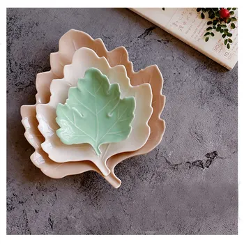 Japoniško stiliaus Namų Puošybai Iškilumo Lapų Formos Porceliano Keramikos Plokštės Pakabukas Plokštė Pagal stiklo Vaisių Dėklas Desertas Plokštės