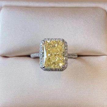 OEVAS 925 Sterlingas Sidabro Putojantis Geltonos, Rausvos Didelis Anglies Diamond Vestuvių Žiedai Moterų Dalyvavimo Šalies Fine Jewelry
