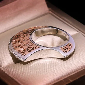 Bohemija Vintage Papuošalai Prabanga Rose Aukso Spalvos Tuščiavidurio Mėnulio Formos Vestuvinį Žiedą Mados Vestuvės Žiedai Moterims Boho Stiliaus