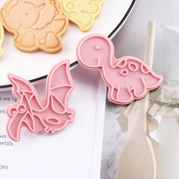 6Pcs/set Dinozaurų Formos Cookie Cutters Plastikiniai 3D Animaciją Pressable Sausainių Sluoksnį Sausainių Antspaudas Virtuvėje, Kepant Konditerijos Bakeware