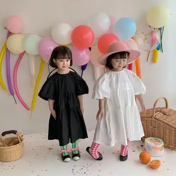 2021 Mergaičių Vasaros Suknelė Mergaitėms Suknelės, Mergaitė, Princesės Šalis Baltos Juodos Suknelės Vaikų Drabužių korėjos Vaikai Vienas Gabalas