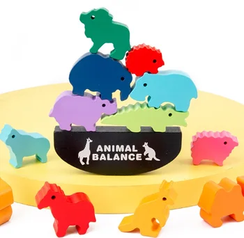 Gyvūnų balansas žaislas mediniai balansavimo dovana Vaikams Montessori Medinių Gyvūnų Balansas Blokai Dinozaurų Švietimo Krovimas blokuoti