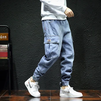 2021 Vyrų Poilsiu Krovinių Džinsinio audinio Kelnės Baggy Haremas Japonijos Streetwear Styke Vyrų Kulkšnies Harajuku Atsitiktinis Hip-Hop Džinsai, Kelnės 5XL