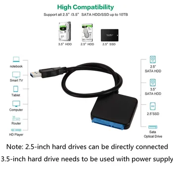 LccKaa USB 3.0 Prie SATA 3 Kabelis Sata Į USB Adapteris Konvertuoti Laidai palaiko 2.5/3.5 Colio Išorinis SSD HDD Kietojo Disko Adapteris