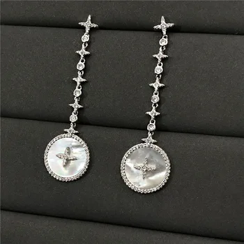 S925 sterlingas sidabro, vasaros, nauja baltos spalvos perlamutras auskarai moterų žvaigždė kutas klasikinis mother-of-pearl auskarai gimtadienio dovana