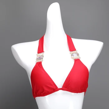 Maudymosi kostiumėlį Raudonos spalvos Push Up Bikinis Nustatyti Žemas juosmens Moterų Maudymosi kostiumai Seksualus Bikini Vasaros Maudymosi Kostiumą 2020 Dviejų dalių Pilna Deimantų