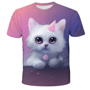 2021 Mados Naujų Cool T-shirt berniukai/mergaitės 3d Spausdinimo Marškinėlius vaikų katės trumpomis Rankovėmis Vasaros Viršūnes Tees T marškinėliai, vaikiški marškinėliai