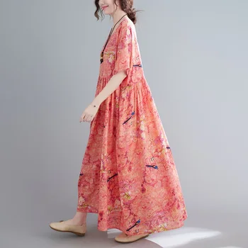 Trumpas rankovės medvilnės derliaus gyvūnų gėlių suknelės moterims atsitiktinis palaidų ilgai moteris, vasaros suknelė elegantiškas drabužius 2021