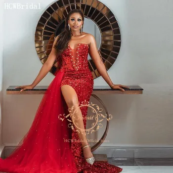 2021 Raudoną Vakarinę Suknelę Stebėjimo Korsetas Blizgančių China Juoda Mergina Oficialią Suknelės Su Plyšio Seksualus Vakare Chalatai Užsakymą