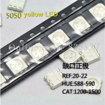1000PC/DAUG 5050 SMD LED šviesos diodų pabrėžė, geltona 600-800mcd