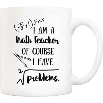 Juokinga Matematikos Mokytoja Kavos Puodelis esu Matematikos Mokytoja, Žinoma, aš Turiu Problemų Puodeliai 11 Oz, Mokytojų Diena