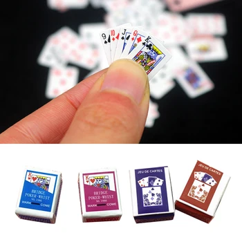 2 Dėžės Pokerio Žaisti Žaidimus Korteles (Iš Viso 54 Vnt.) 1/12 Miniatiūriniai Lėlių Priedų