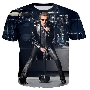 Johnny Hallyday 3D Atspausdintas T-shirt Moterims/vyrams Vasaros Mados Trumpas Rankovės Cool T-shirt Atsitiktinis Streetwear Negabaritinių Tee Viršūnės