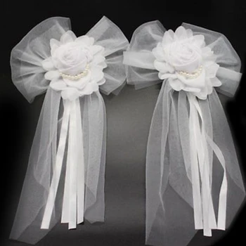 1pc drugelis Rišti Dekoro Pearl Bud Šilko Juostelės Gėlę Vestuves Nuotakos Automobilių apdailos Kėdės bridesmaid dresses