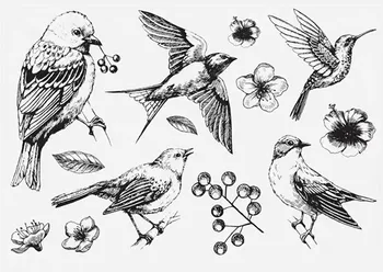 Retro gėlių ir paukščių antspaudas Aišku, Antspaudą Scrapbooking Skaidrios Silikoninės Gumos 
