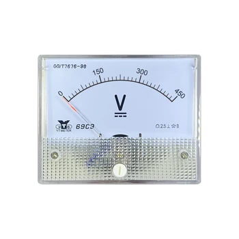 69c9 DC voltmeter 5V 10V 15V 20V 30 V 50V 75V 100V 150 V 200V 250V 300V 450V 500V 600V žymiklį 64 * 80mm įtampos matavimas