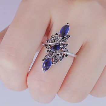 Naujas Produktas Populiarus Mados Ponios Briaunotas Mėlyna Cirkonis Prom Žiedas, Prabangus Retro Dalyvavimas Vestuvių Moterų Žiedas Papuošalai