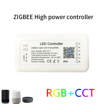 Tuya Zigbee 3.0 Smart LED Valdiklis RGB+BMT 6pin Šviesos Juostos Valdiklis DC12-24V Dirbti Su Alexa, Google 