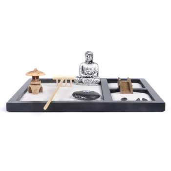 Kūrybiškumo Zen Garden Smėlio Dėklas Gamtinių Akmenų, Medienos Rake Meditacija Amatų Namų Dekoratyvinės Plokštės Vaikams Žaislas Priedų