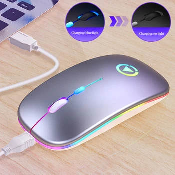 LED Apšvietimu Įkrovimo Silent Wireless Mouse USB Pelė Ergonomiškas Optinės Žaidimų Pelės KOMPIUTERIO Laptopo Pelės