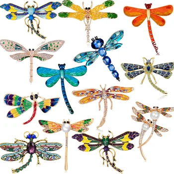 3pcs/daug Mados dragonfly vabzdžių, gyvūnų Emalio Sagės 2019 Moterų, Vyrų Vestuvėms Sagės Smeigtukai geriausia Kalėdų dovana