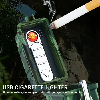 Nešiojamų Cigarečių Atveju Lengvesni USB Vandeniui Įkrovimas Cigarečių Degiklio Flameless Elektroniniai Žiebtuvėliai Vėjo Lauko Dovana