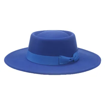 Moterų skrybėlę fedoras platus kraštų apvalus kupolas viršų juostelės bowknot veltiniai skrybėlės oficialų kieto juoda raudona kaubojaus skrybėlės 2021 naujas gorras hombre