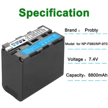 USB įvesties mokestis 8800mAh NP-F970 NP-F980 F960 F970 Baterijos energijos, LED Maitinimo banko Rodiklis Sony F960 F550 F750 F770 MC1500C