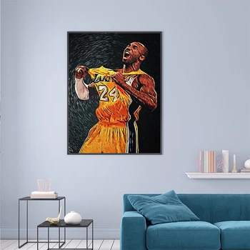 Kobe Bryant Akvarelės Meno Tapybos Drobės NBA Krepšinio Menas Sienos Plakatą ir Spausdinimo Sporto Gerbėjas, Dovana Berniukai Kambario Dekoro
