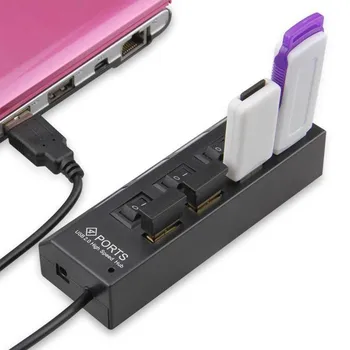 4-Port On/Off Jungiklis USB 2.0 Hub Didelės Spartos HUB Adapteris, Skirtas PC Tablet Už 
