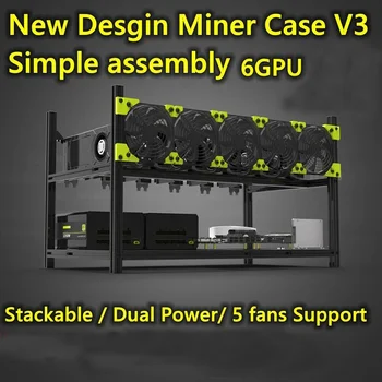 Pigūs V3C 6 GPU Miner Gavybos Platformą Aliuminio Didina atvirame Ore Mining Atveju ETH Rėmo Įrenginys, skirtas Bitcon Miner Rinkinys Nesurinkti Ethereum