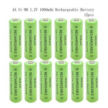 AA 1000mAh 1.2 V 12PCS 2A Ni-MH Baterija iš Anksto Įkrauti NIMH Mygtuką Viršuje Baterijas Žaislai