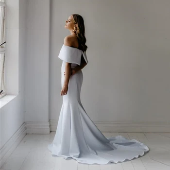 Elegantiškas Ilgas Undinė Rankovių Paplūdimys Vestuvių Suknelės 2021 Stebėjimo Off Peties Vestuvinės Suknelės Boho Princesė Šalis Suknelė