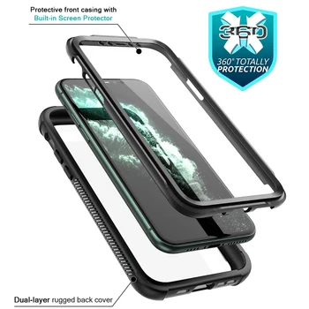 2 in 1 Hard case for iPhone 11 Pro Max Padengti su screen protector Visiškai Apsaugoti atsparus smūgiams Atveju rubisafe Funda 