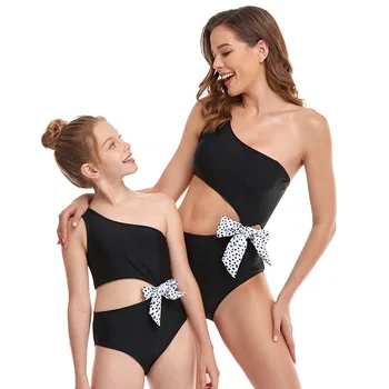 Vėjo Moterų vientisi maudymosi kostiumėlį, Tėvų-Vaikų Šeimos Atitikimo maudymosi kostiumėlį Vieną Petį Off Iškirpti Paplūdimio