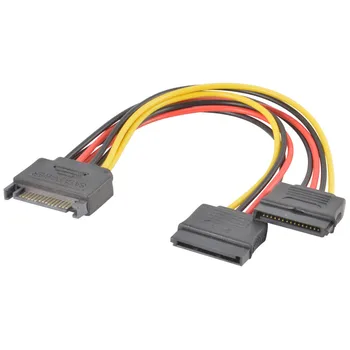 SATA Maitinimo 15-pin Y-Splitter Cable Adapter Vyrų ir Moterų dėl HDD Kietojo Disko Splitter Kabeliu Split/Dubliavimo 1:2