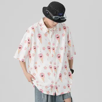 Han vyriški marškiniai, trumparankoviai tingus vasaros prarasti pusė rankovėmis madinga atsitiktinis viršų