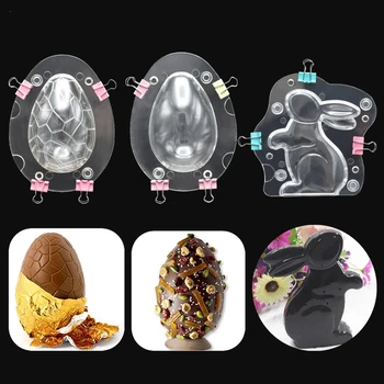 3D Polikarbonato Velykų Šokolado Formų Velykinis Kiaušinis Triušis Plastiko Šokolado Liejimo formos Pyragaičių Desertas Kepimo Saldainiai 