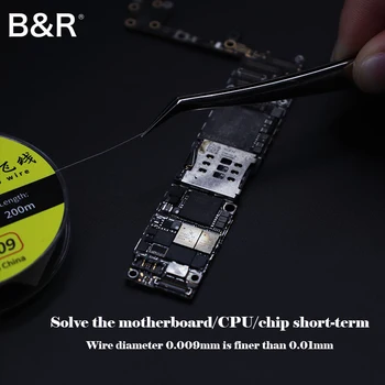 B&R 0.009 mm 200m Bauda Sidabro Plaukioja Vielos CPU Suvirinimo pirštų Atspaudų Priežiūros Litavimo BGA Bendra Linija Mobiliųjų Telefonų Remonto Įrankiai
