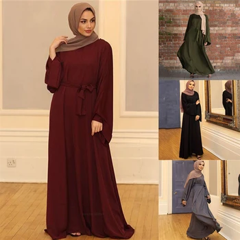 Eid Mubarakas Maxi Abaja Suknelė Islamo Apranga Moterims Vientisos Spalvos Musulmonų Mados Elegantiškas Dubajus Amerikos, Europos Drabužių Kaftan