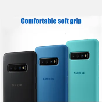S10 Atveju Originalus Samsung Galaxy S10 Plius/S10e Šilkiniai Silikono Padengti Aukštos Kokybės Soft-Touch Atgal Apsauginį Kiautą S 10 + S10 E
