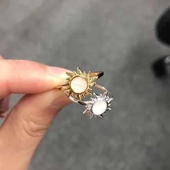 Aukso Opal Saulėgrąžų Žiedai Moterims, Elegantiška Juvelyrika Paprastos Konstrukcijos Piršto Žiedai Vestuves Dovana Mados Moterų